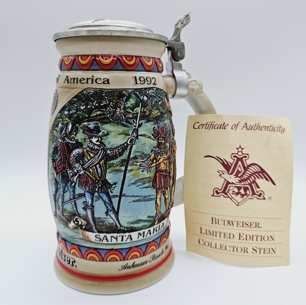 ANHEUSER BUSCH | Budweiser Discover America Series "Santa Maria" stein 1989